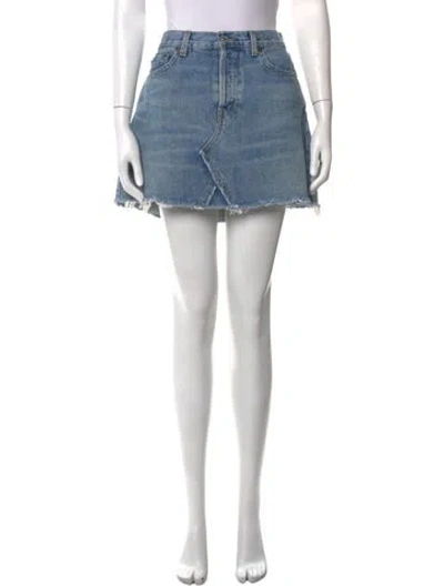 Pre-owned Re/done Raw-edge Trim Mini Skirt In Blue