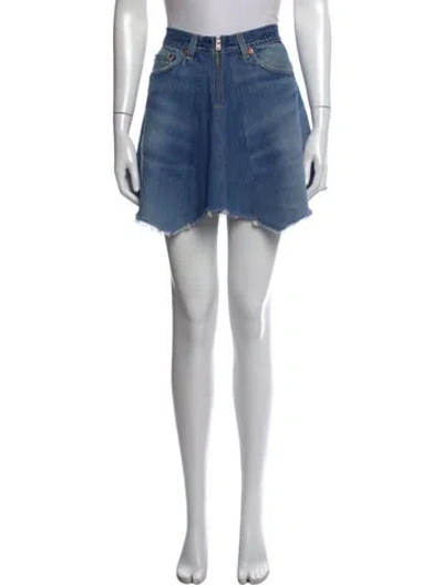 Pre-owned Re/done Raw-edge Trim Mini Skirt In Blue