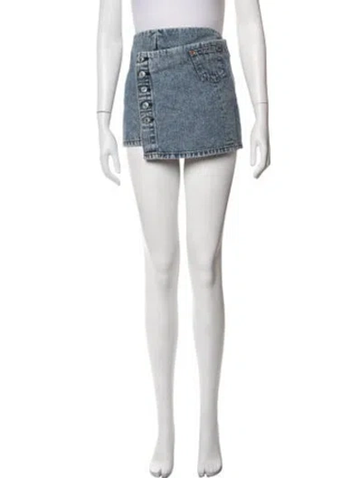 Pre-owned Re/done Raw-edge Trim Mini Skirt In Blue