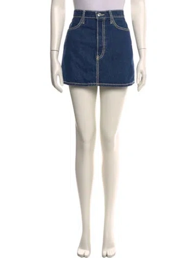 Pre-owned Re/done Raw-edge Trim Mini Skirt In Neutral