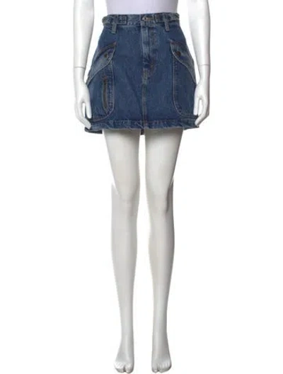 Pre-owned Re/done Raw-edge Trim Mini Skirt W/ Tags In Blue