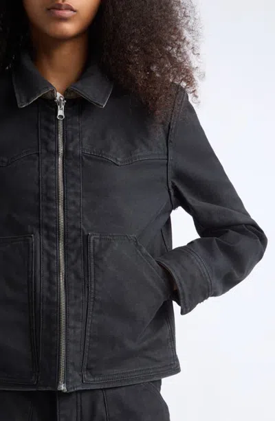 Re/done Rewind Devon Flocked Denim Jacket In Animal Print