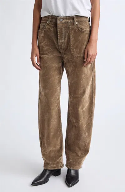 Re/done Rewind Flocked Denim Jeans In Brown