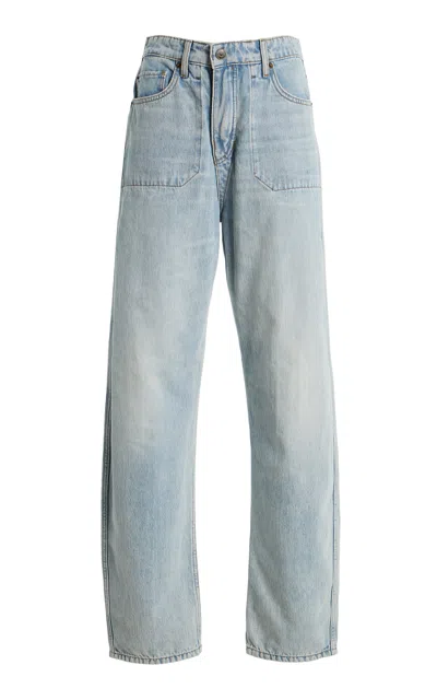 Re/done Rewind Reversible Rigid Mid-rise Wide-leg Jeans In Light Wash