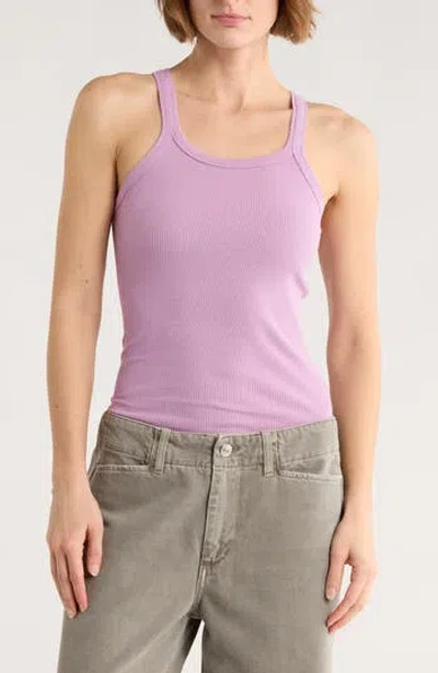 Re/done Rib Cotton Tank In Purple