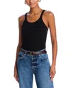 Re/done Ribbed Tank Top In Black