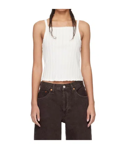 Re/done Ribbed-knit Cotton Tank Top In White