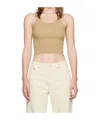 Re/done Beige Hanes Edition Cropped Ribbed Tank Top In Green