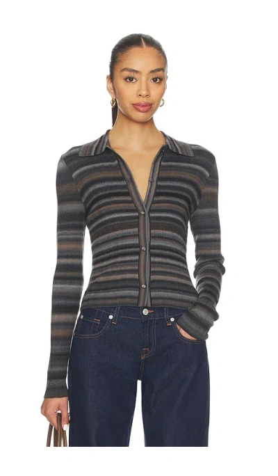 Re/done Ribbed Polo Cardigan Black Combo In Multi
