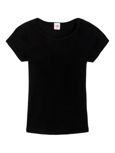 Re/done Ribbed Round-neck Tee In Black