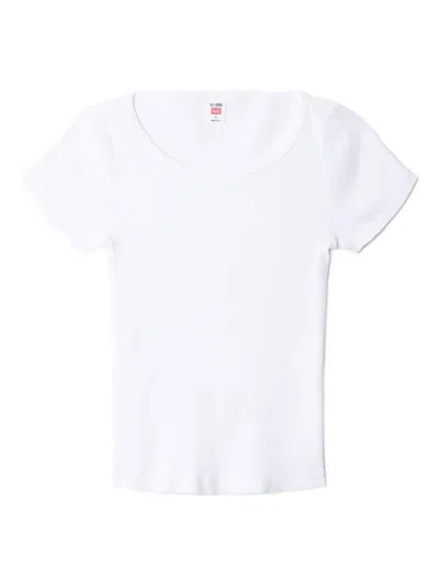 Re/done Ribbed Round-neck Tee In White