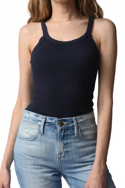 Re/done Ribbed Tank Top In Navy In Blue