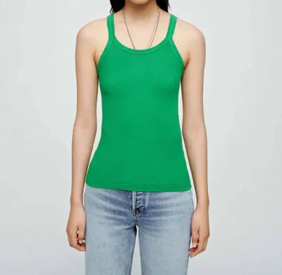 Re/done Ribbed Tank Top In Verde In Green