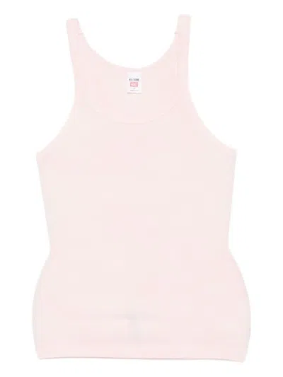 Re/done Ribbed Tank Top In Pink