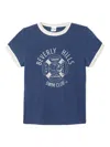 Re/done 60s Slim Ringer Printed Cotton-blend Jersey T-shirt In Blue