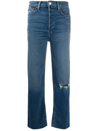 Re/done Ripped Stonewashed Jeans In Multi