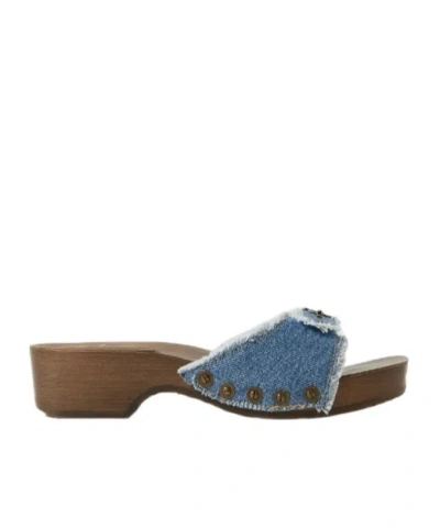 Re/done Scholl Buckled Denim Clogs In Blue