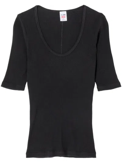 Re/done Scoop-neck Cotton Top In Black