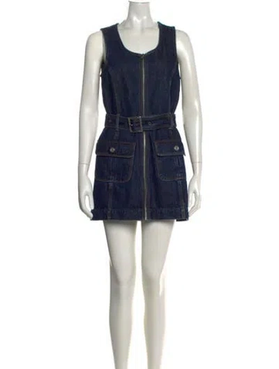 Pre-owned Re/done Scoop Neck Mini Dress In Blue