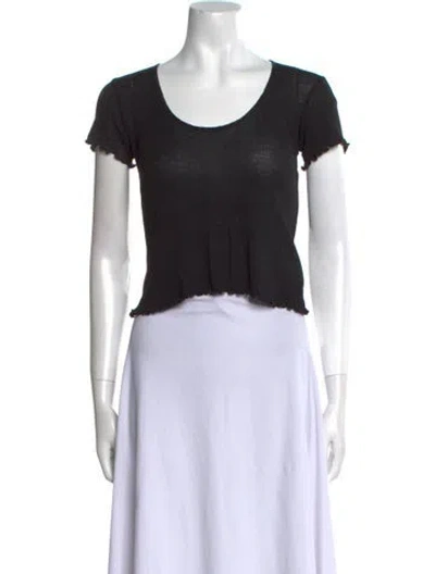 Pre-owned Re/done Scoop Neck Short Sleeve Crop Top In Black