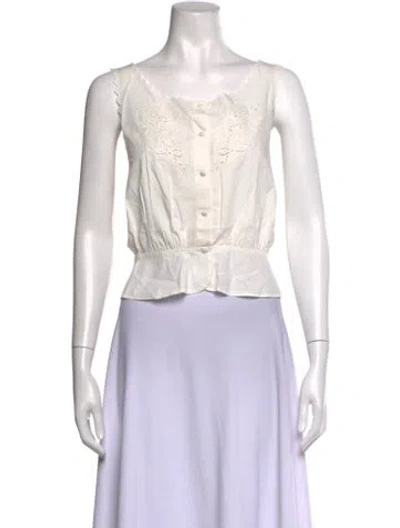Pre-owned Re/done Scoop Neck Sleeveless Blouse W/ Tags In White