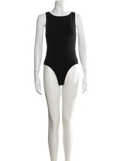 Pre-owned Re/done Scoop Neck Sleeveless Bodysuit In Black