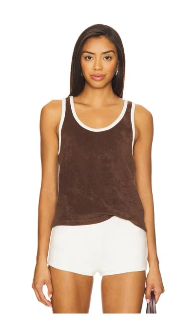 Re/done Scoop Neck Terry Tank In Brown