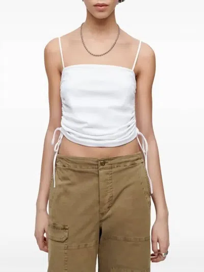 Re/done Scrunch Tube Tank Top In White