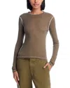 Re/done Semi Sheer Cotton Tee In Green