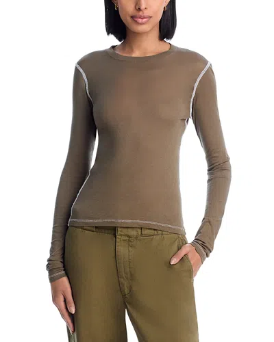 Re/done Semi Sheer Cotton Tee In Green