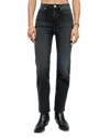 Re/done Comfort Stretch High Rise Stove Pipe Jeans In Washed Noir In Black