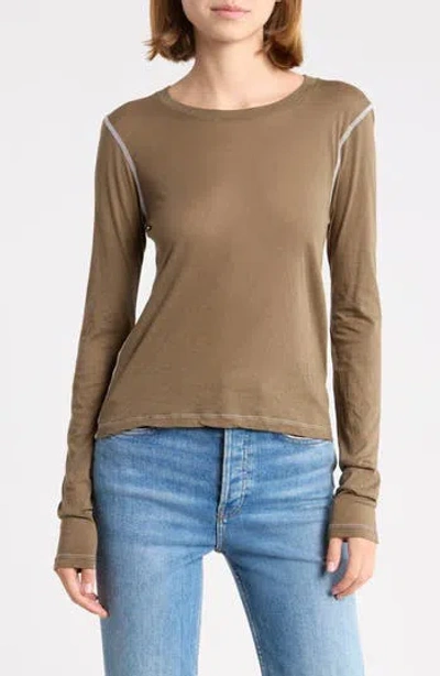 Re/done Sheer Long Sleeve Tee In Cypressw/ Whi