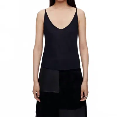 Re/done Sheer Spaghetti Strap Tank In Black In Multi