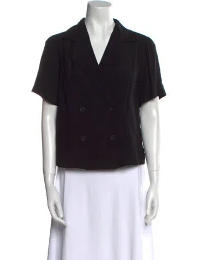 Pre-owned Re/done Short Sleeve Button-up Top In Black