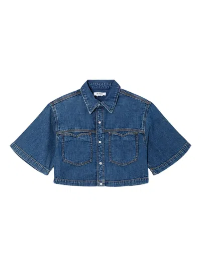 RE/DONE SHORT-SLEEVE POCKET CROP SHIRT