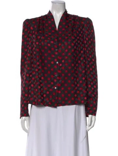 Pre-owned Re/done Silk Polka Dot Print Blouse In Red