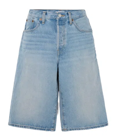 Re/done Skater Low-rise Denim Shorts In Blue
