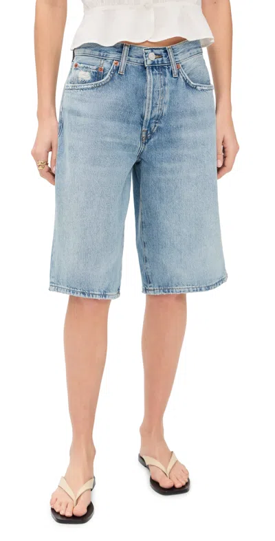 Re/done Skater Shorts Aged Worn Blue