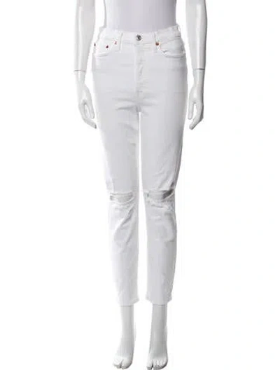 Pre-owned Re/done Skinny Leg Pants In White