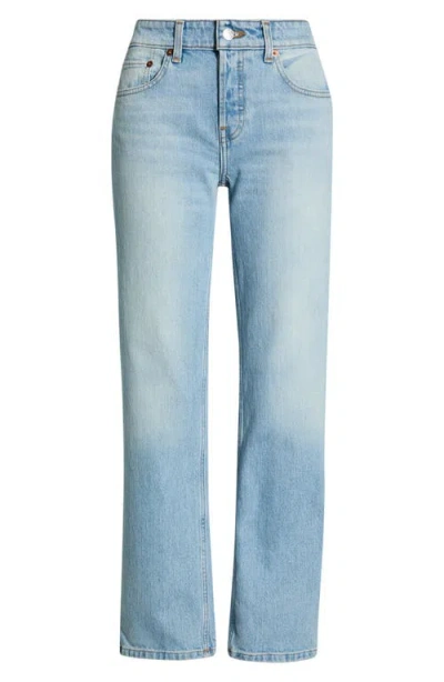 Re/done Slim Straight Crop Jeans In Blue
