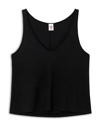 Re/done Slim V Neck Tank Top In Black