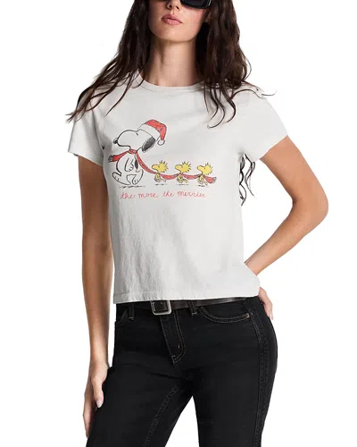 Re/done Snoopy Holiday Graphic Cotton Tee In White