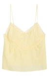 Re/done Sofia Lace Trim Camisole In Yellow