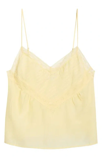 Re/done Sofia Lace Trim Camisole In Yellow