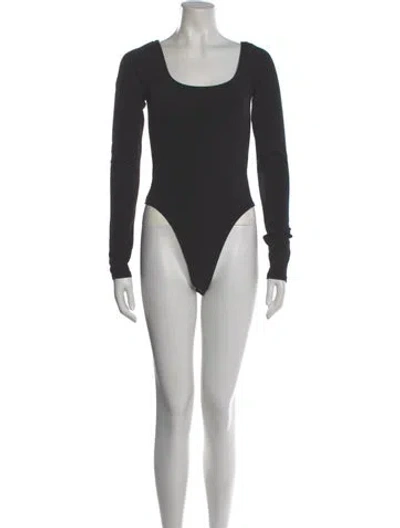 Pre-owned Re/done Square Neckline Long Sleeve Bodysuit In Black