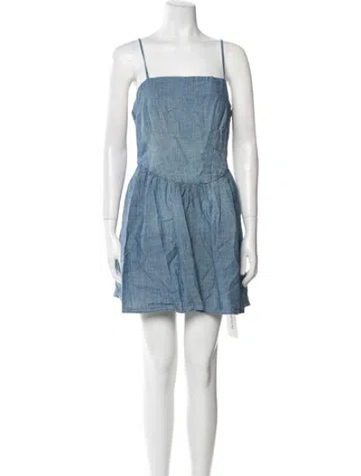Pre-owned Re/done Square Neckline Mini Dress In Blue