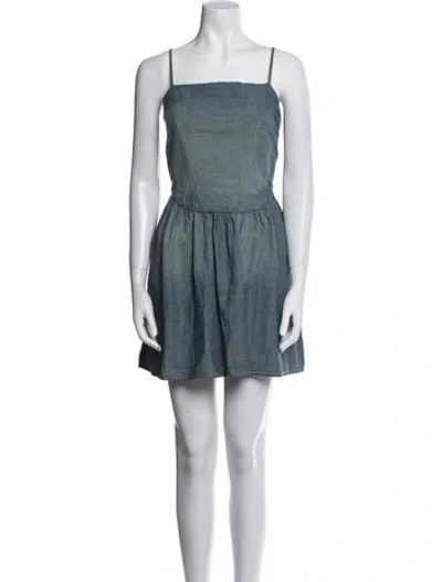 Pre-owned Re/done Square Neckline Mini Dress In Blue