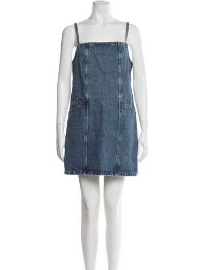 Pre-owned Re/done Square Neckline Mini Dress In Blue