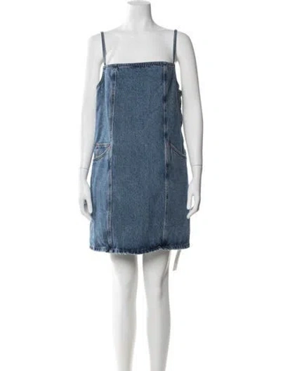 Pre-owned Re/done Square Neckline Mini Dress In Blue
