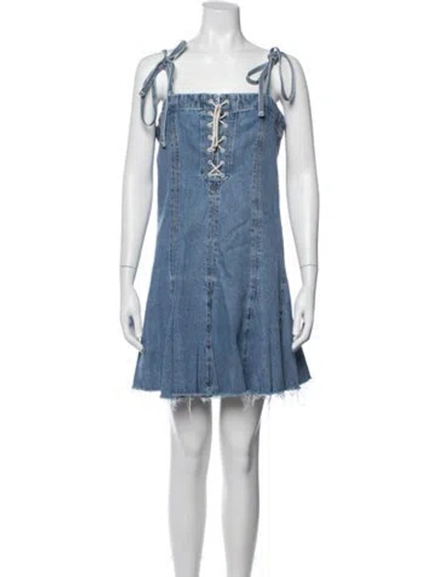 Pre-owned Re/done Square Neckline Mini Dress In Blue